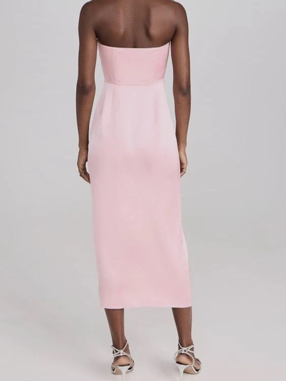 Ramy Brook Venice Strapless Candy Pink Ruffle Midi Dress Silicone Grip NWT $595 - Picture 4 of 4